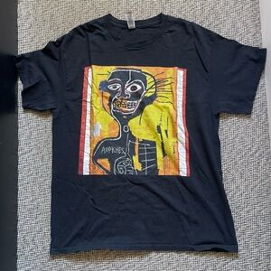 Gildan Black Tee with Vibrant Basquiat Graphic